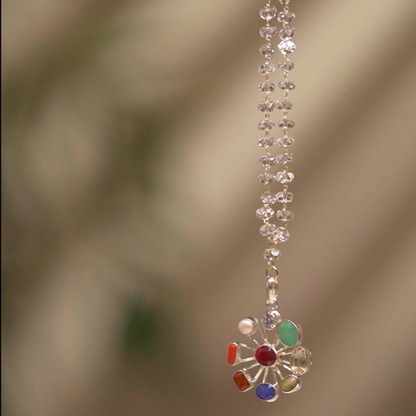 Navratan Locket in Pure Silver