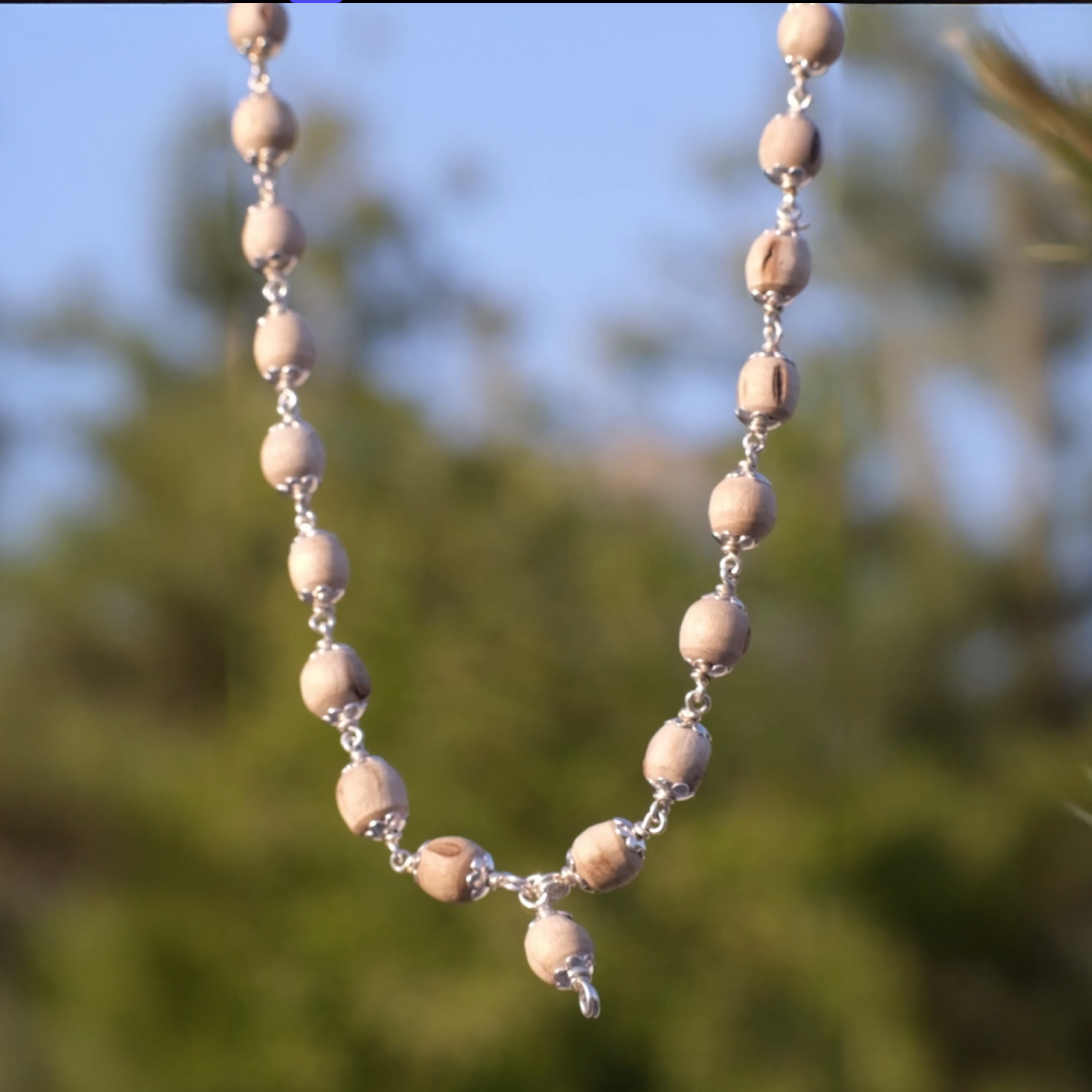 Natural Tulsi Mala In Pure Silver