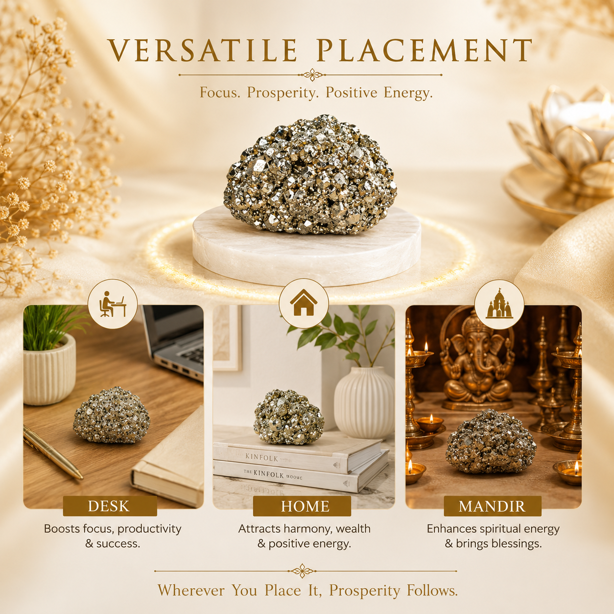 Raw Pyrite Anklet & Raw Pyrite Stone Combo