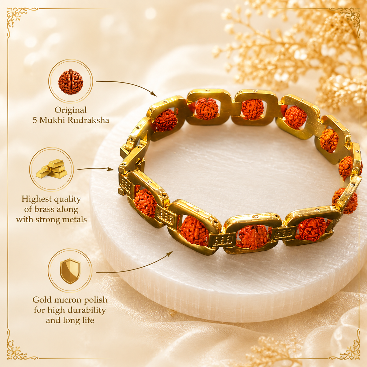 Premium 5 Mukhi Rudraksha Bracelet