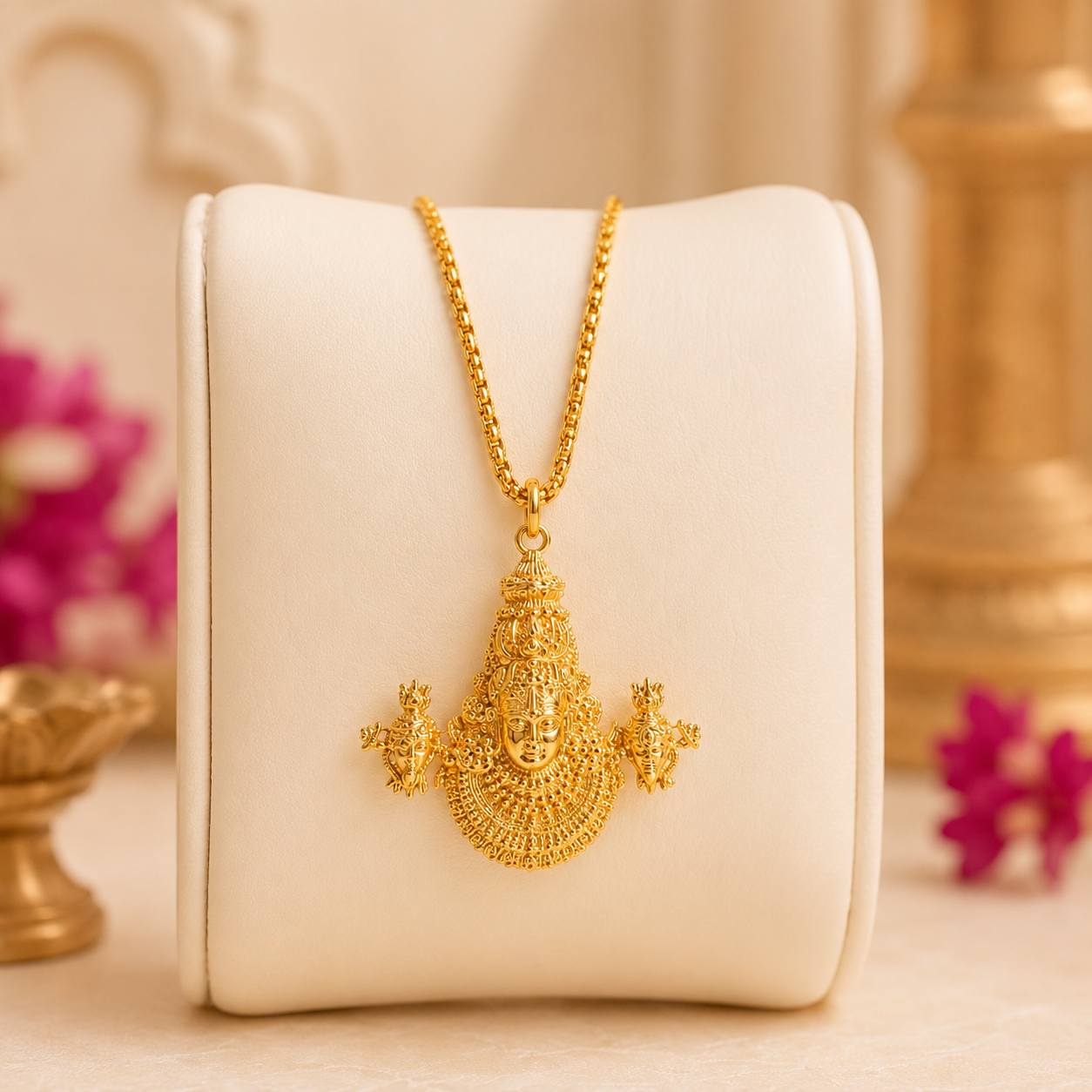 Tirupati Balaji Locket with Chain (Gold Plated)