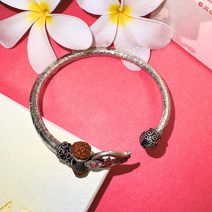 Trident Kada - Trishul Damru Kada with 5 Mukhi Rudraksha Beads