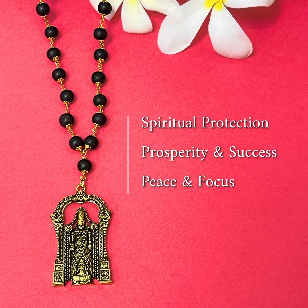 Shri Venkateshwara Mala(Gold Plated) - Free Rudraksha Bracelet