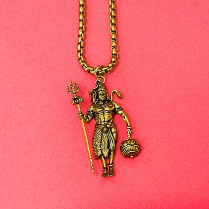 Rudra Hanuman Locket with Chain(Gold Plated) - Free Rudraksha Bracelet