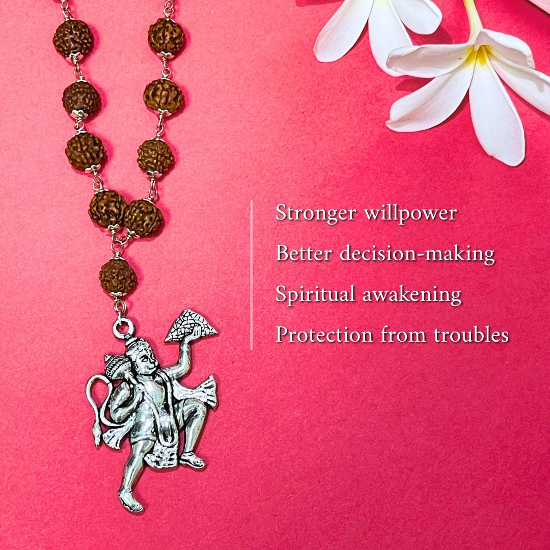 Sankat Mochan Hanuman Mala Silver Plated Pendant