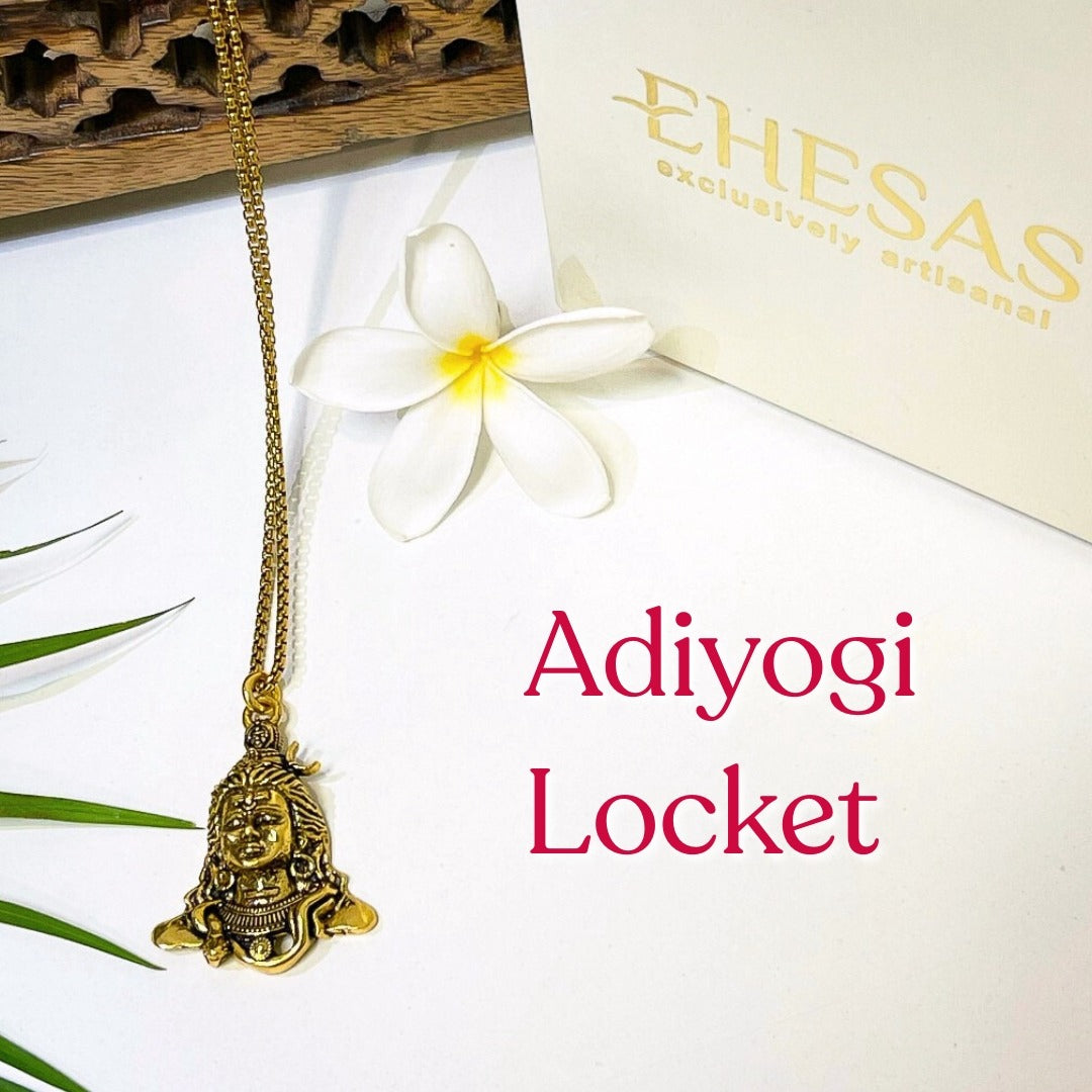AdiYogi Locket with Chain (24K Gold Plated) - Free Rudraksha Bracelet