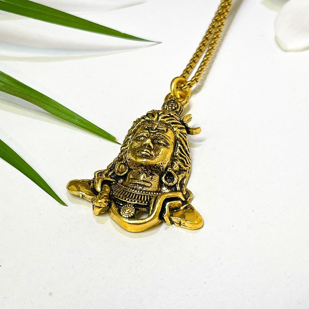 AdiYogi Locket with Chain (24K Gold Plated) - Free Rudraksha Bracelet
