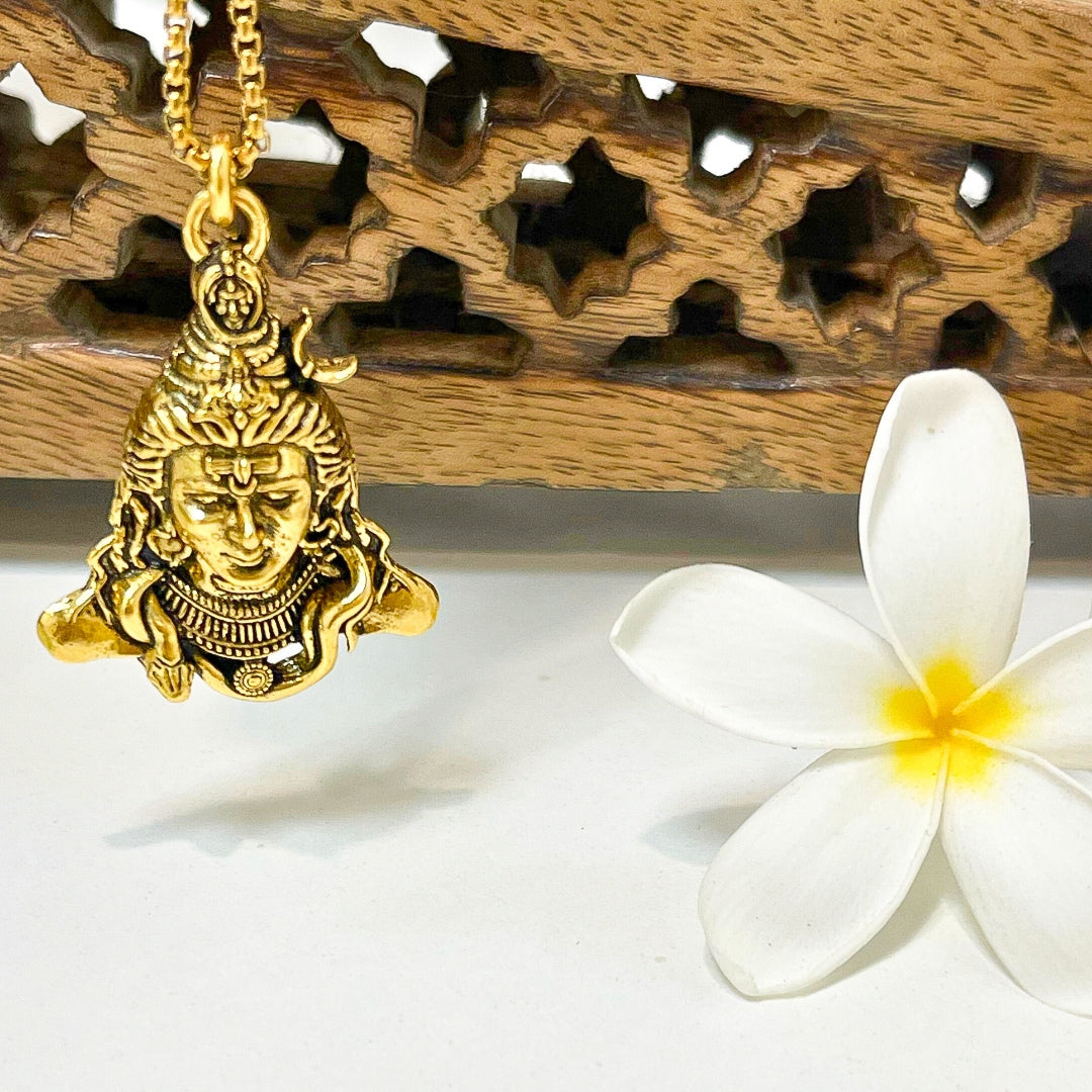 AdiYogi Locket with Chain (24K Gold Plated) - Free Rudraksha Bracelet