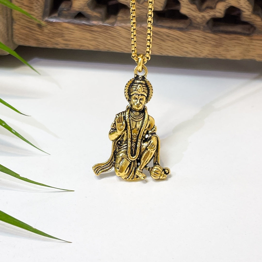Bajrang Bali Locket and Chain— 18K Gold Plating