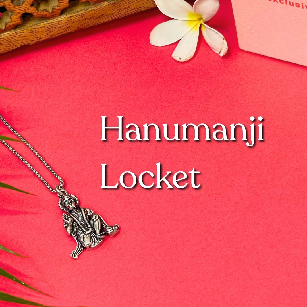 Bajrang Bali Locket with Chain — Silver Finish