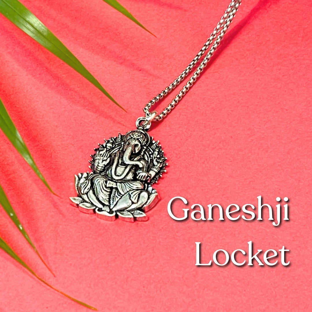 Ganesh Ji Locket with Chain - Free Rudraksha Bracelet