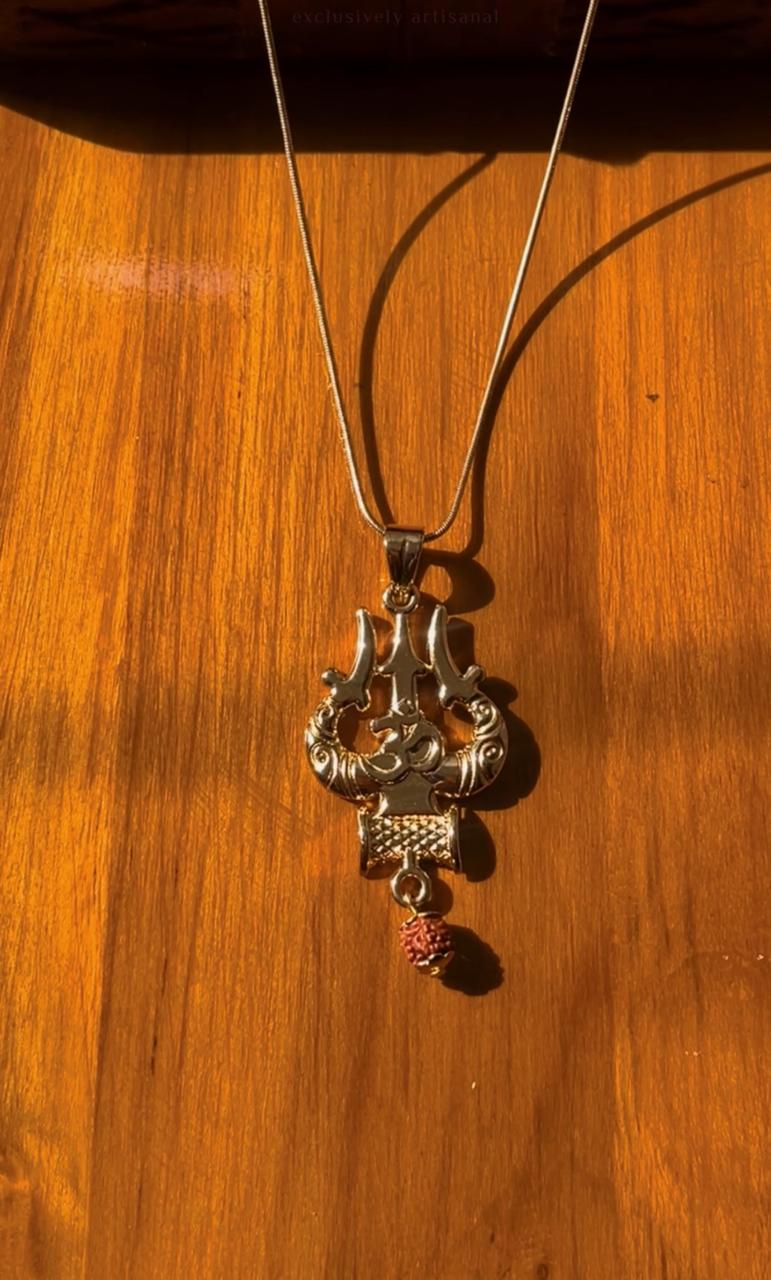 18 Carat Gold Plated Mahakal Locket with Chain - Non Tarnish