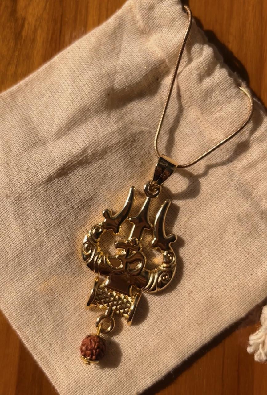 18 Carat Gold Plated Mahakal Locket with Chain - Non Tarnish