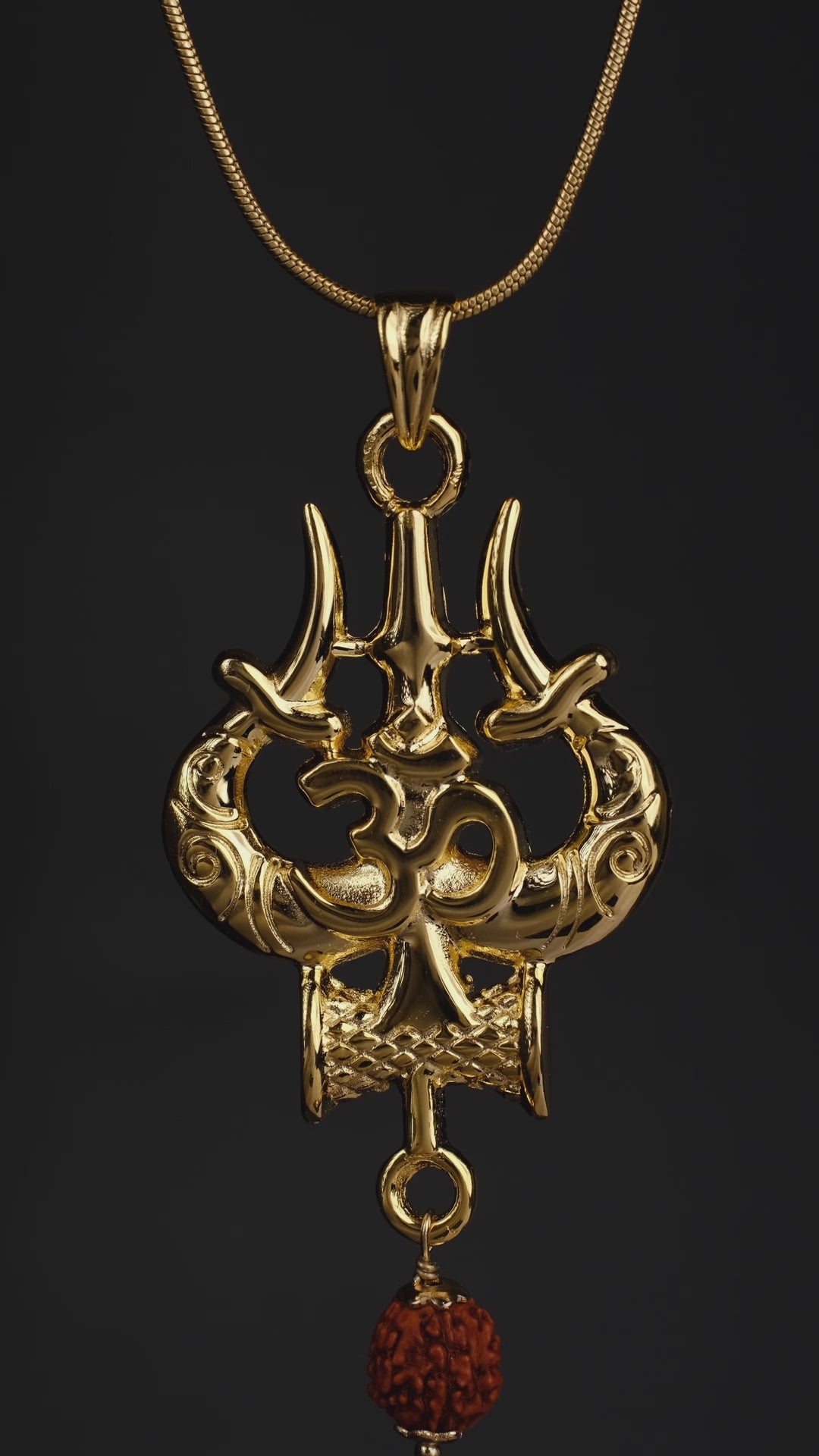 18 Carat Gold Plated Mahakal Locket with Chain - Non Tarnish