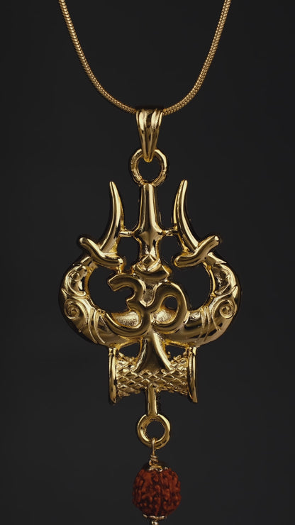 18 Carat Gold Plated Mahakal Locket with Chain - Non Tarnish