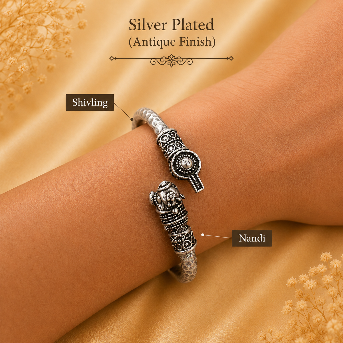 Shiv Nandi Kada - Silver Plated