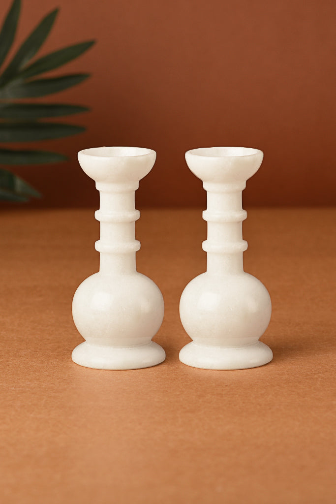 Set of 2 Marble Candle Stand