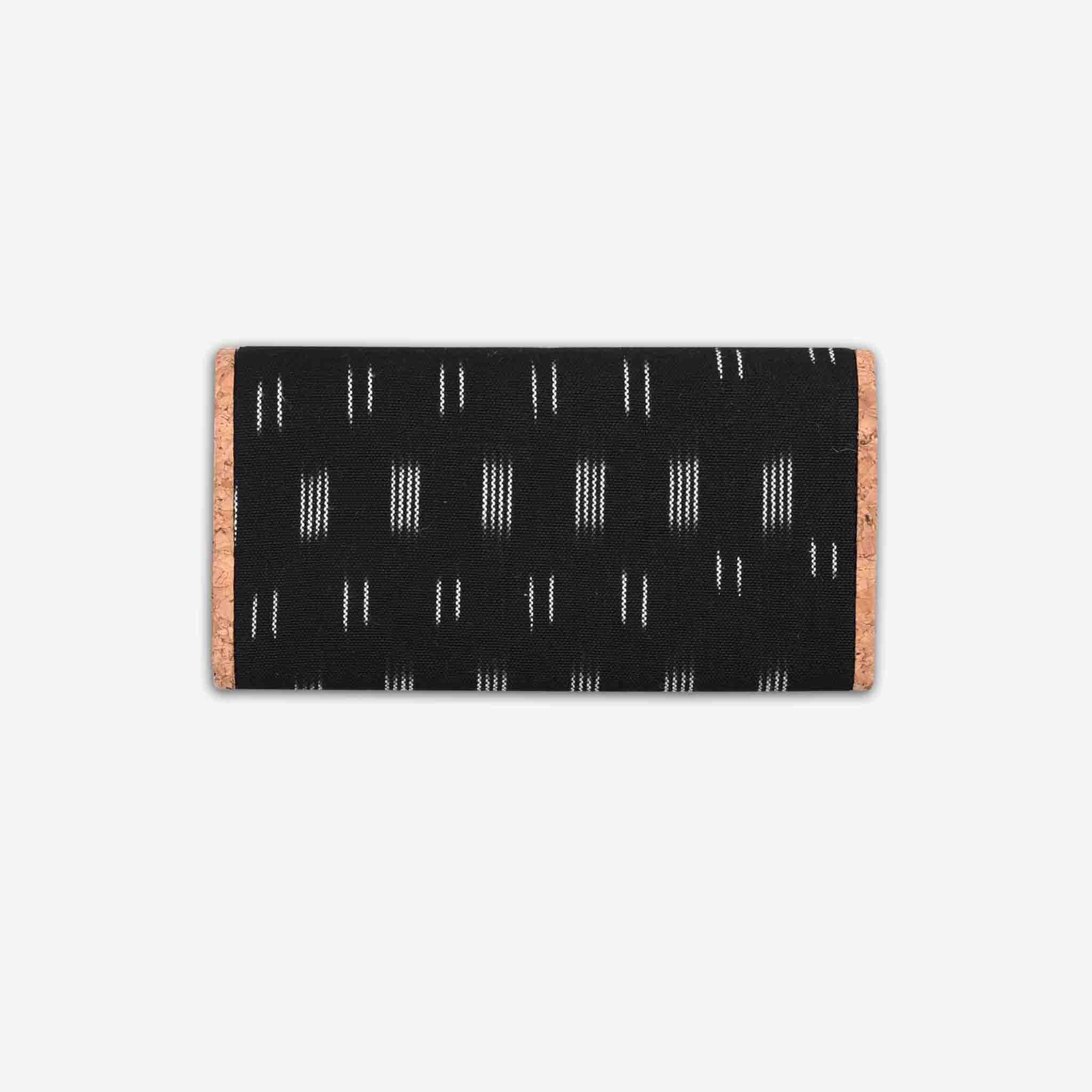 Black Dabu Print Womens Cork Wallet
