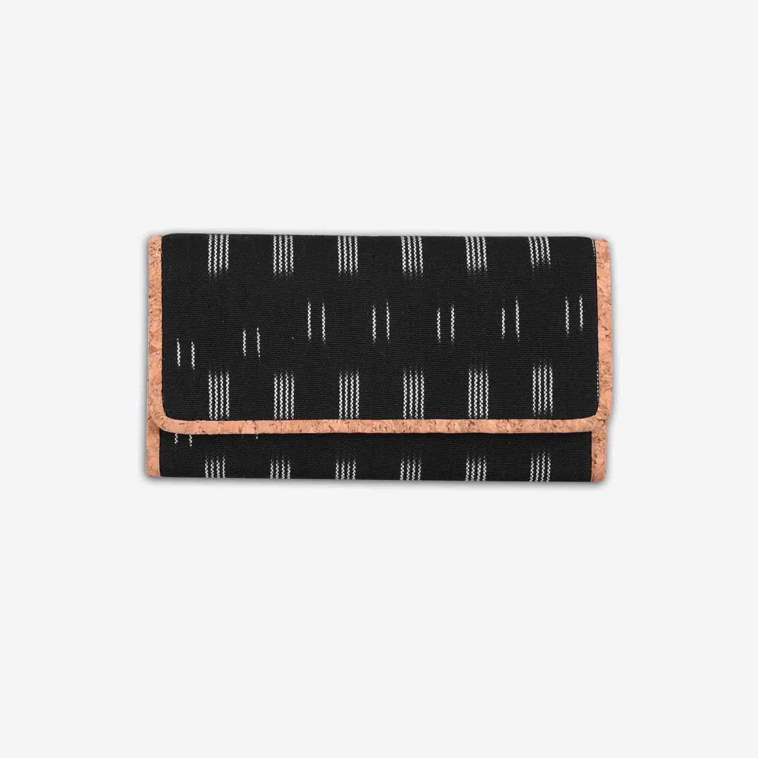Black Dabu Print Womens Cork Wallet