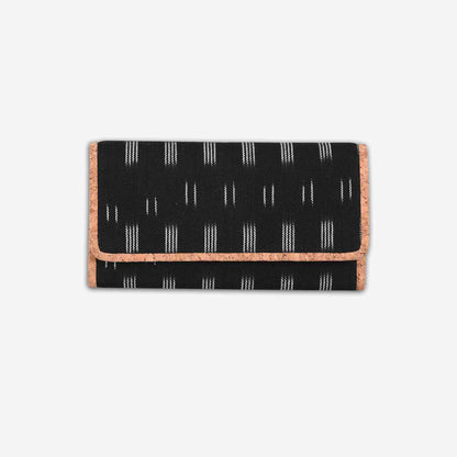 Black Dabu Print Womens Cork Wallet
