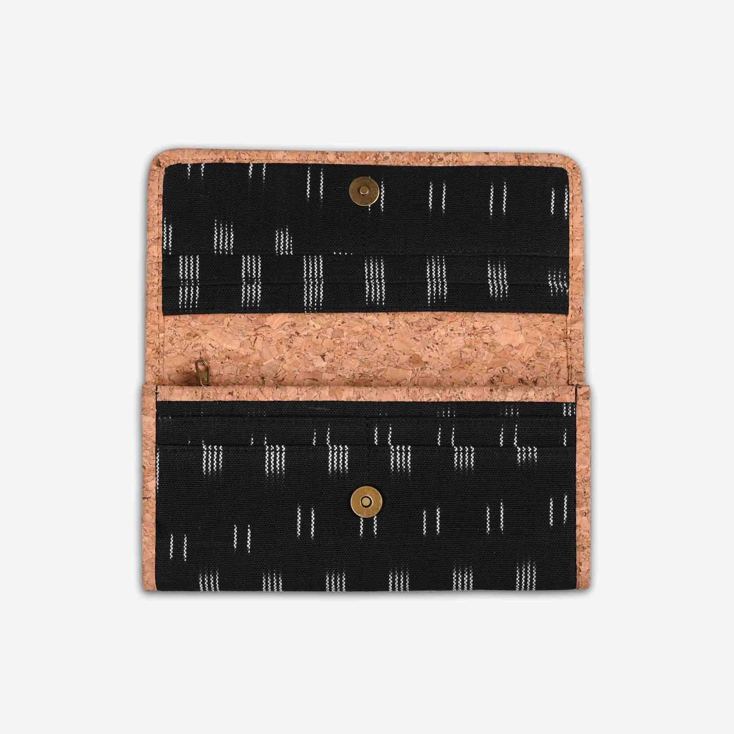 Black Dabu Print Womens Cork Wallet