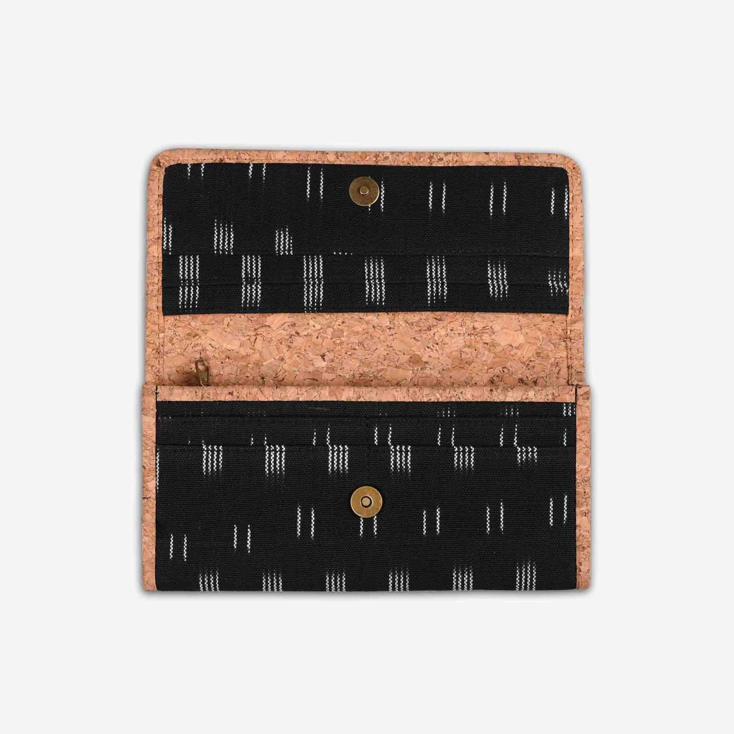 Black Dabu Print Womens Cork Wallet