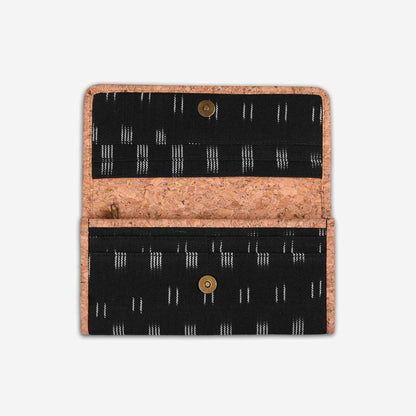 Black Dabu Print Womens Cork Wallet