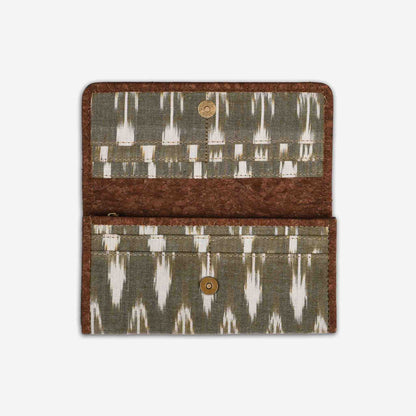 Green Ikat Print Cork Wallet