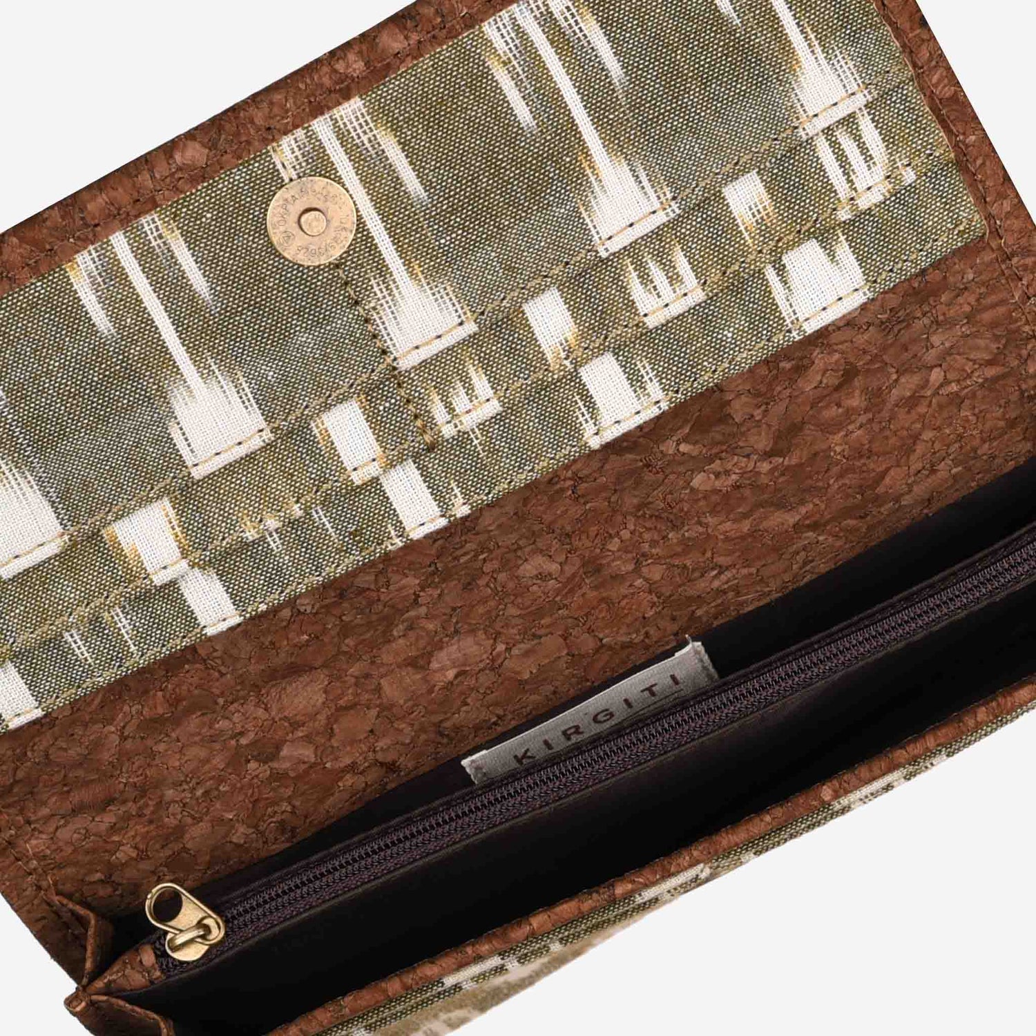 Green Ikat Print Cork Wallet
