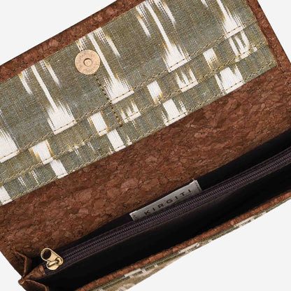 Green Ikat Print Cork Wallet